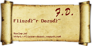 Fliszár Dezső névjegykártya